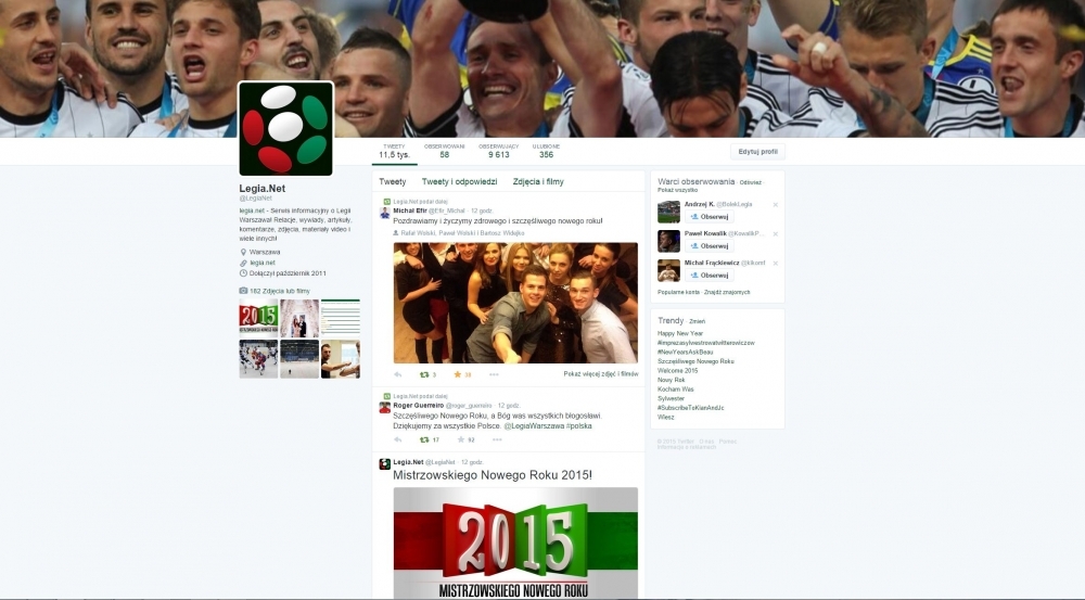 News: Media społecznościowe: Legia rządzi na Twitterze