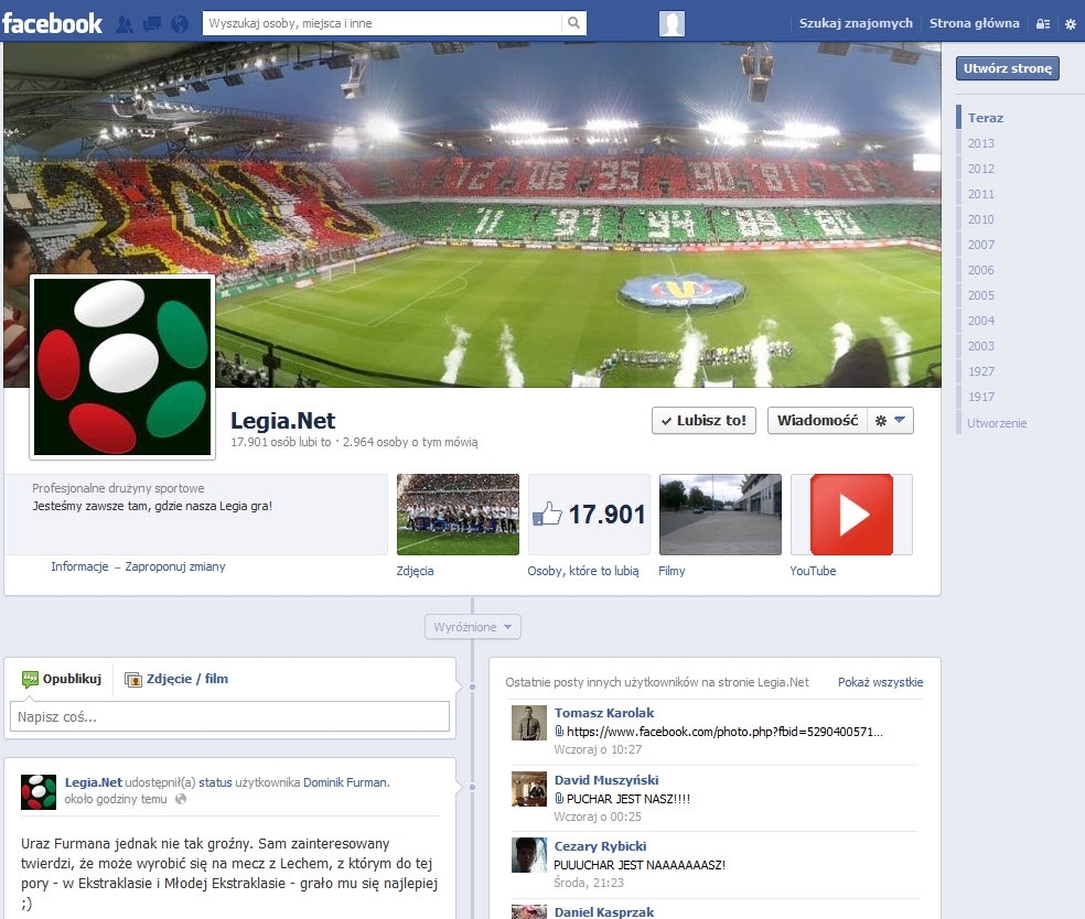 News: Legia goni Lecha na facebooku
