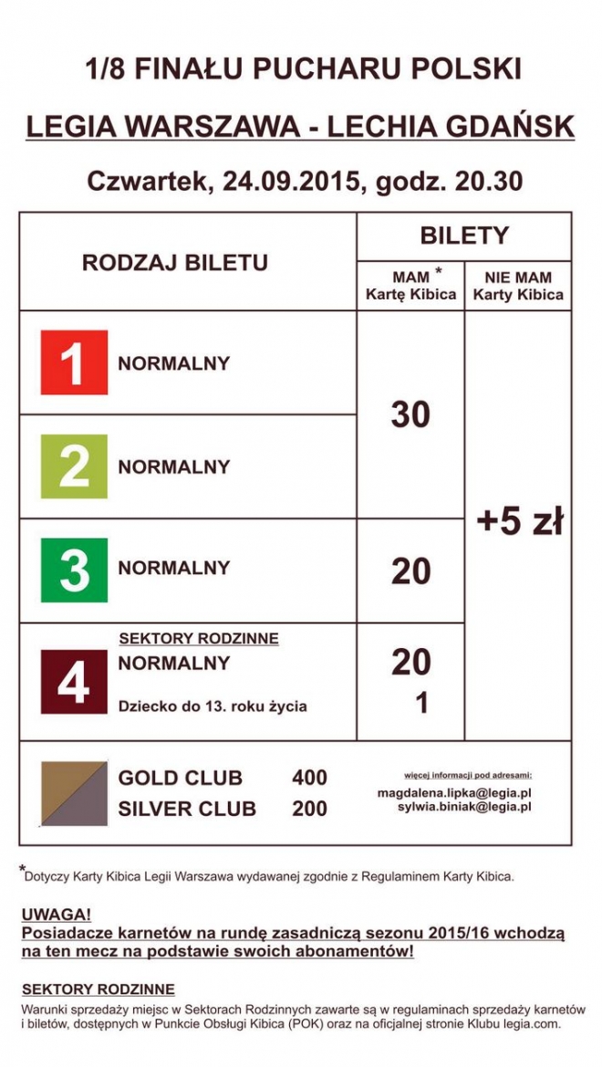 Bilety na mecz Pucharu Polski z Lechią Gdańsk
