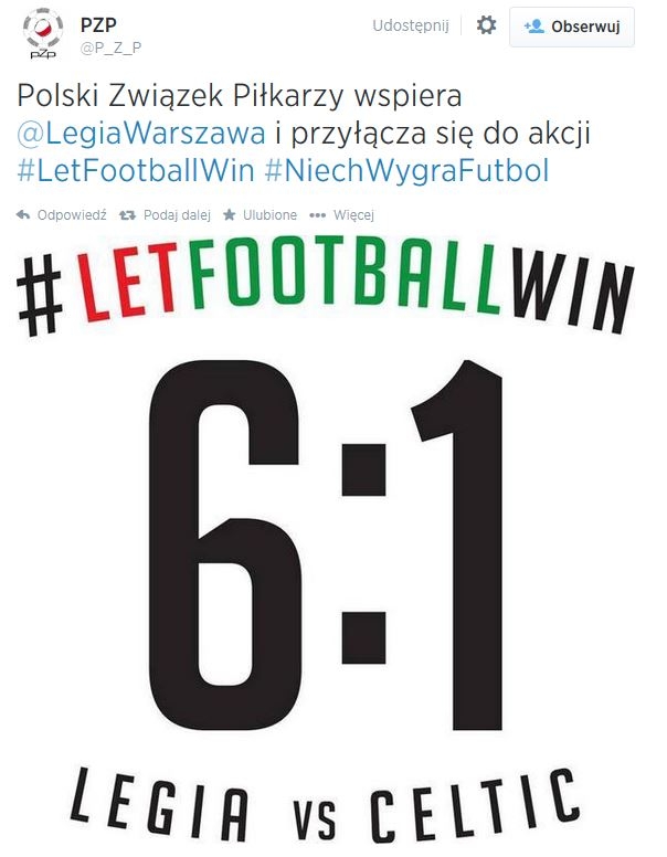 Boruc, Klich, Fojut, Wolski i wiele innych osób poparło akcję Legii